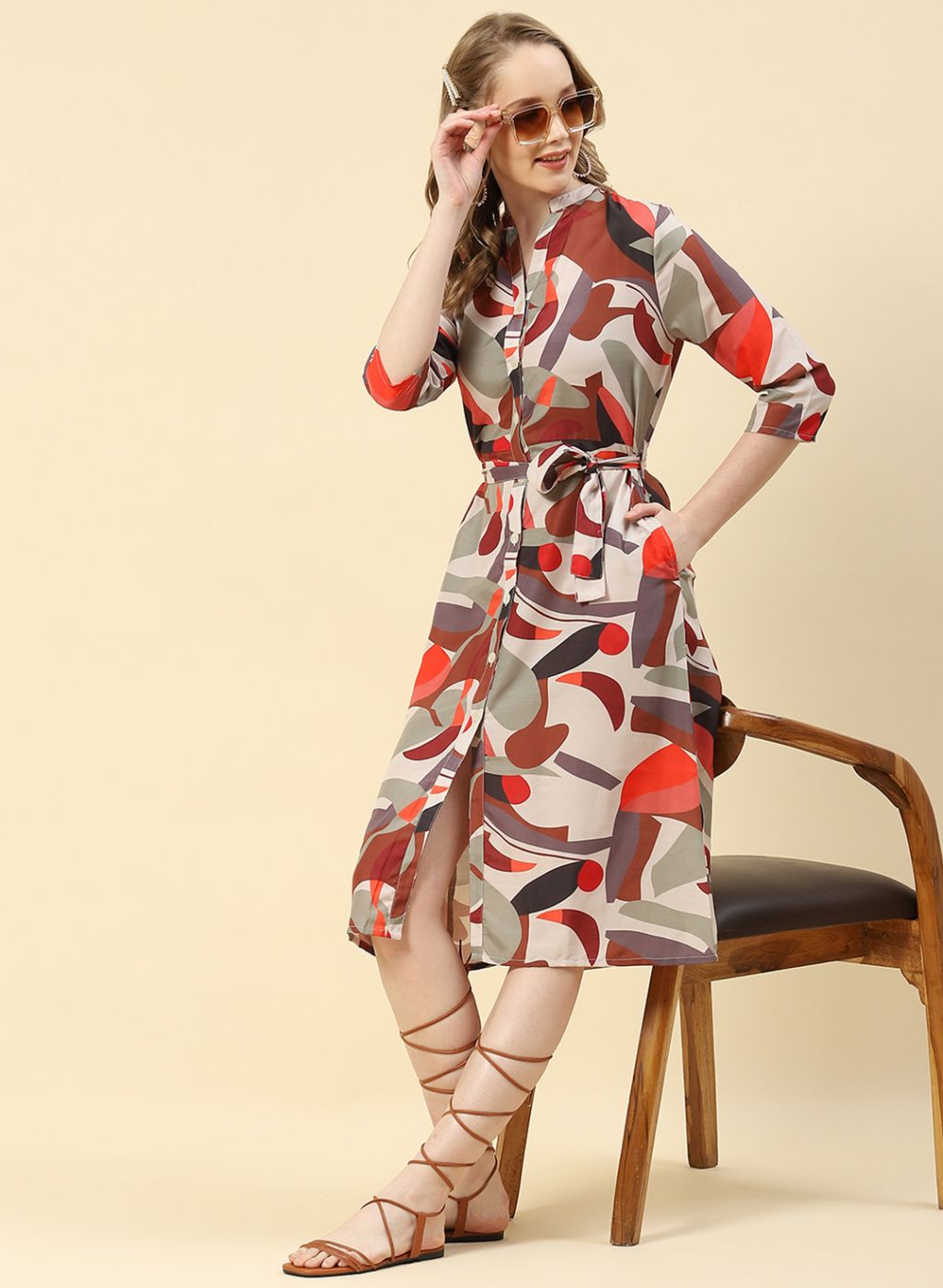 Women Brown Printed Dress