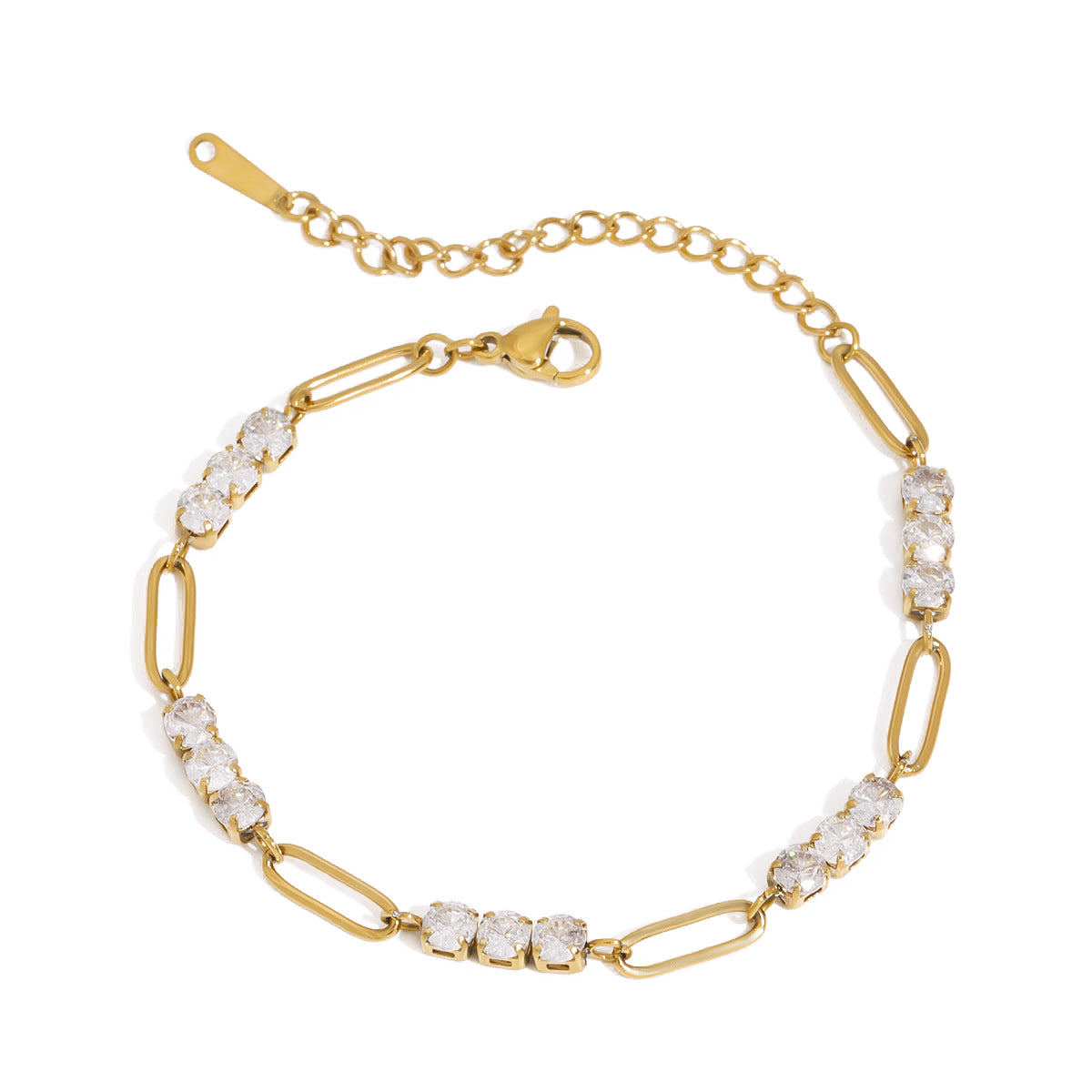 Stainless Steel Full Diamond Tennis Chain Jewelry Women'S Bracelet Stacking Titanium Steel