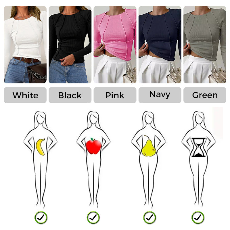 🍃Solid Color Round Neck Slim Knit Top