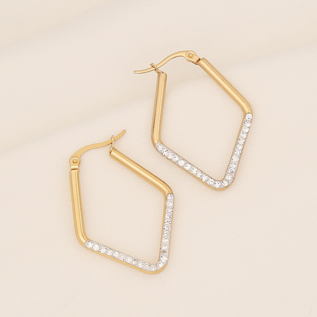 Fashion Heart Geometric Droplet Stainless Steel Electroplating Earrings