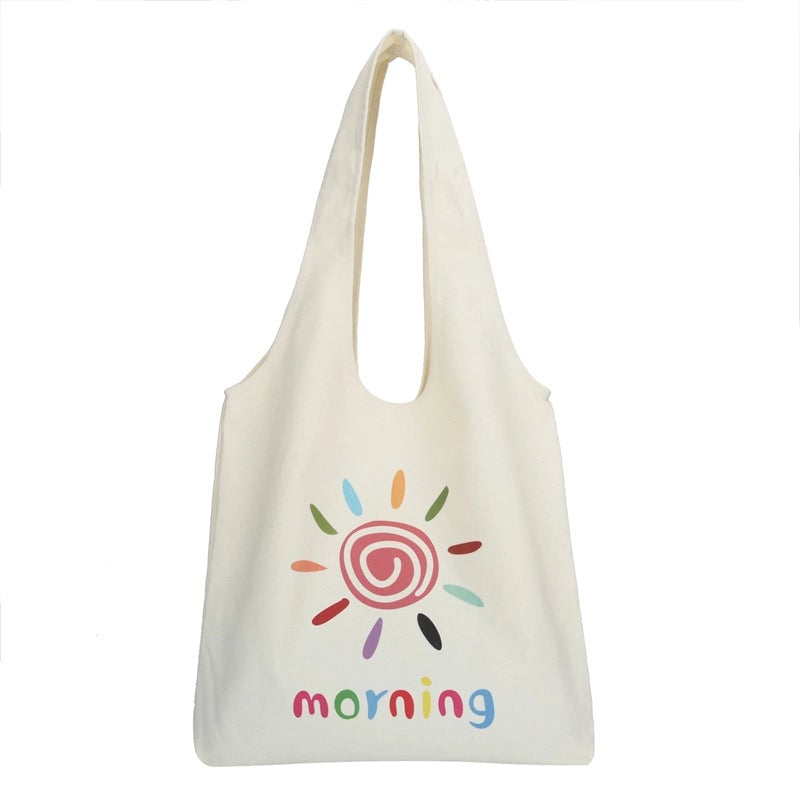 Women's Large Canvas Cartoon Fruit Cute Streetwear Square Open Canvas Bag