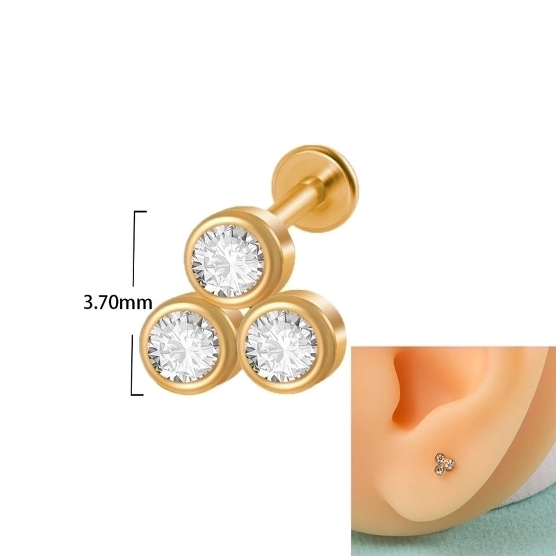1 Piece Lip Rings Casual Elegant Minimalist Geometric 304 Stainless Steel Plating Inlay Rhinestones 18K Gold Plated