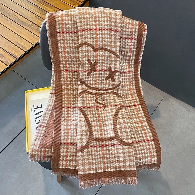 Women's Elegant Lady Plaid Imitation Cashmere Scarf