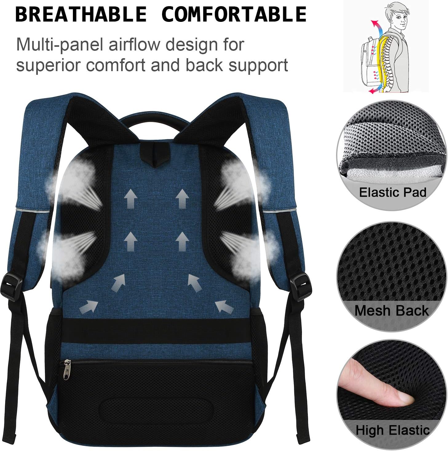 Laptop Backpack,Business Travel Anti Theft Slim Durable Laptops Backpack with USB Charging Port,Water Resistant College Computer Bag for Women & Men Fits 15.6 Inch Laptop and Notebook - Black