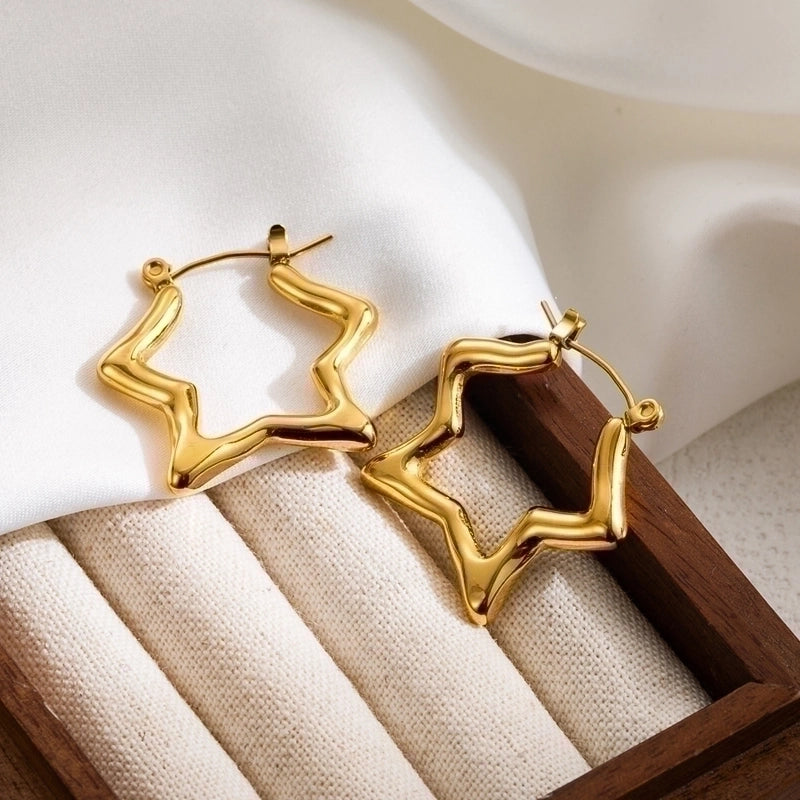 1 Pair IG Style Round Heart Shape Plating 304 Stainless Steel 18K Gold Plated Stainless Steel Earrings