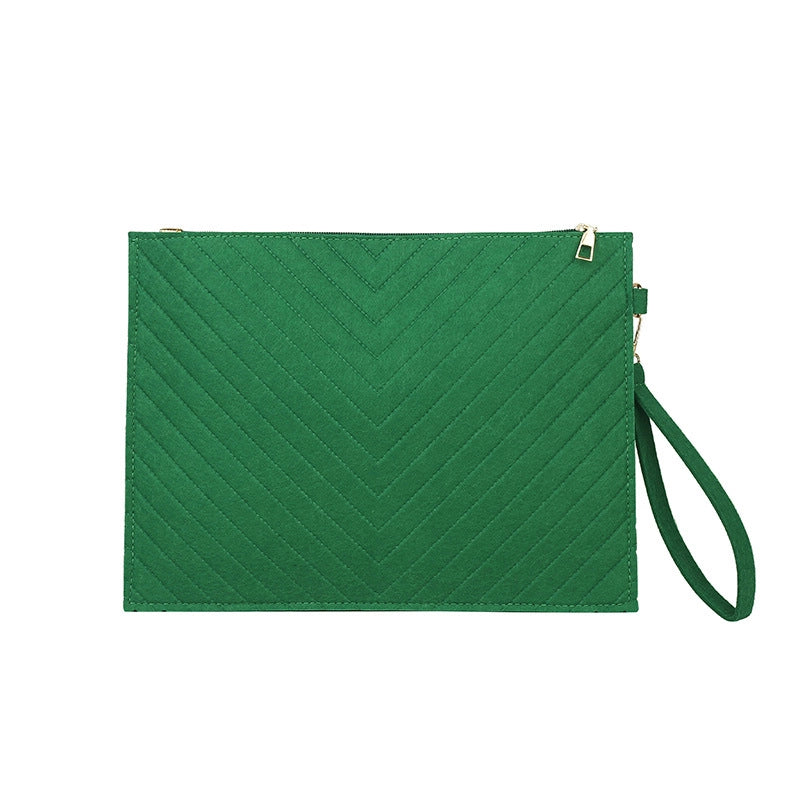 Women's Medium Felt Solid Color Basic Classic Style Square Zipper Envelope Bag