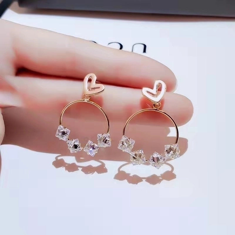 1 Pair Fashion Flower Butterfly Bow Knot Inlay Alloy Artificial Pearls Rhinestones Shell Earrings