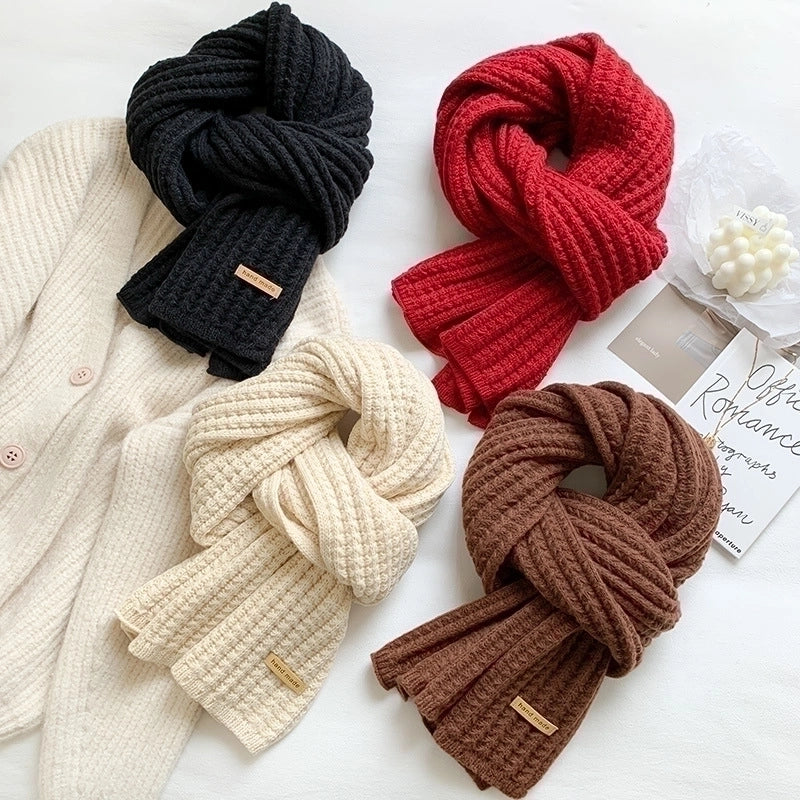 Women's Minimalist Solid Color Knit Winter Scarves