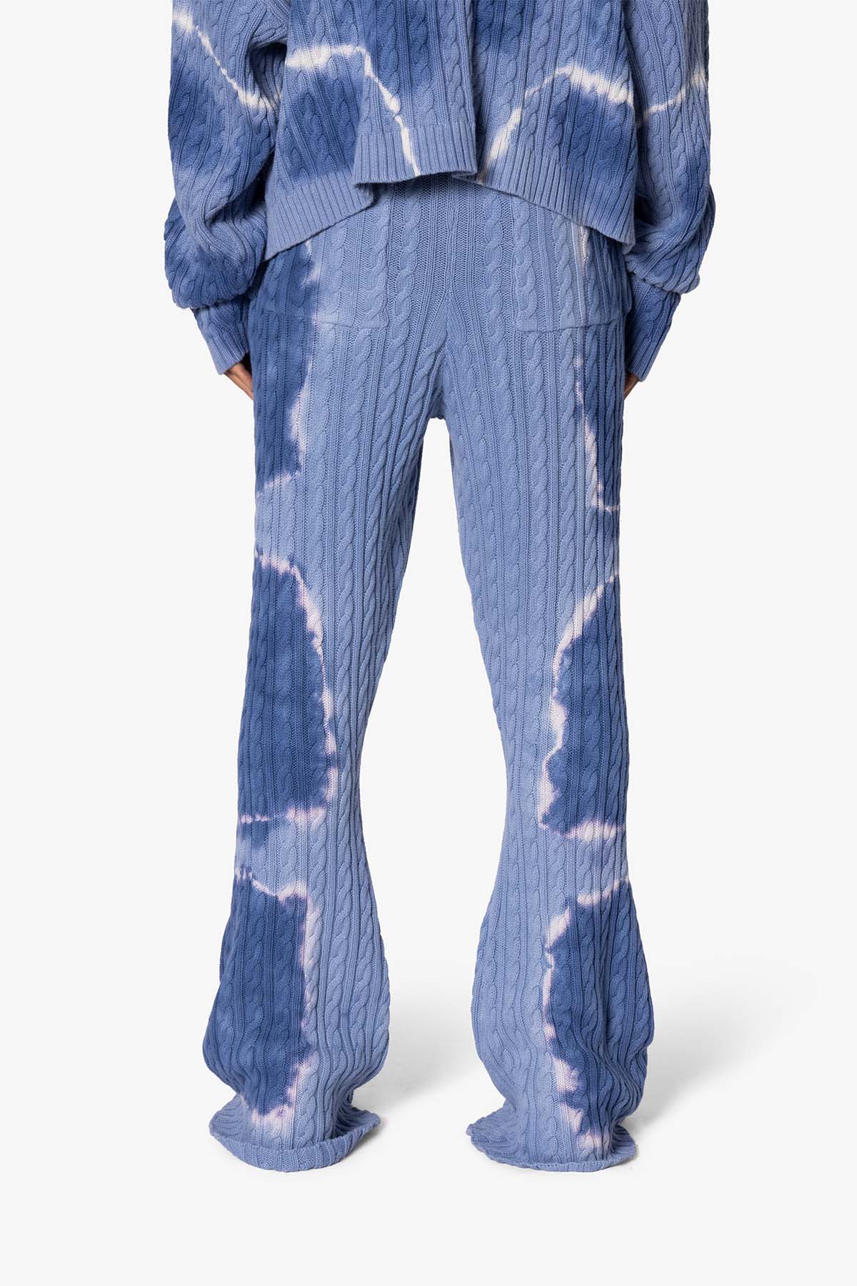 Tie Dye Cable Knit Sweatpants - Blue