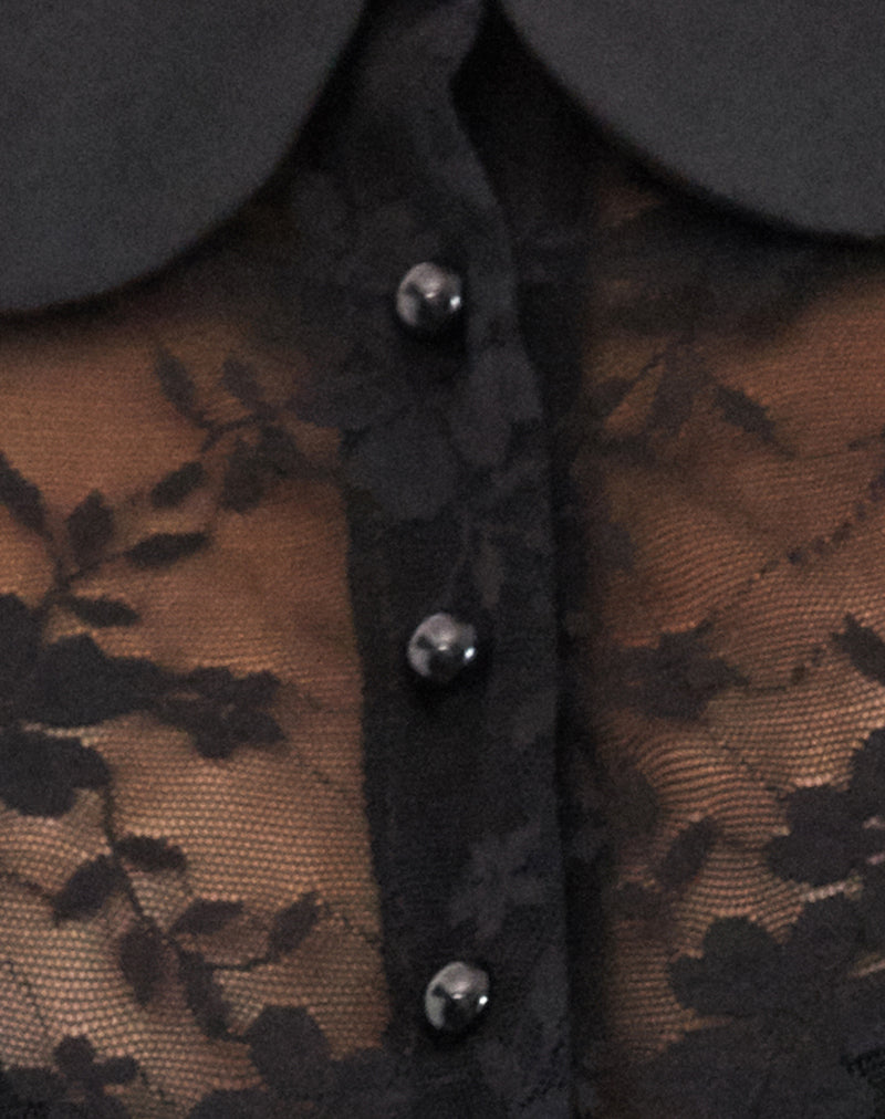 Rochea Blouse in Unlined Lace Black