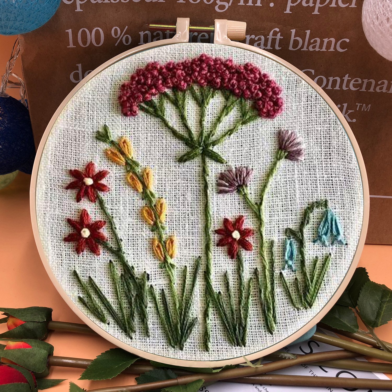 Perfect Gift - Embroidery  Hoop Flower Kit for Beginner