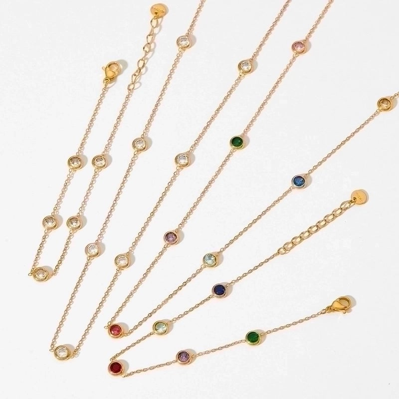 3 Pieces Retro Round Stainless Steel Titanium Steel Plating Inlay Zircon Bracelets Necklace