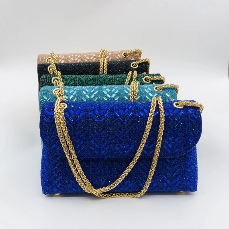 New Handmade Inlaid Bag Evening Dress Socialite Rhinestone Armpit Clutch Evening Bag