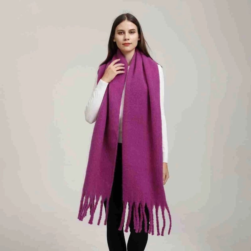 Women's Minimalist Solid Color Imitation Cashmere Tassel Scarf