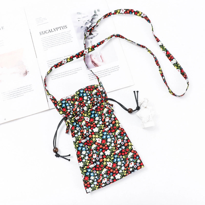 Women's Cotton Flower Elegant Square String Phone Wallets