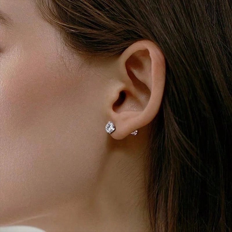 5 Pairs Minimalist Round Plating Inlay 304 Stainless Steel Zircon Gold Plated Ear Studs