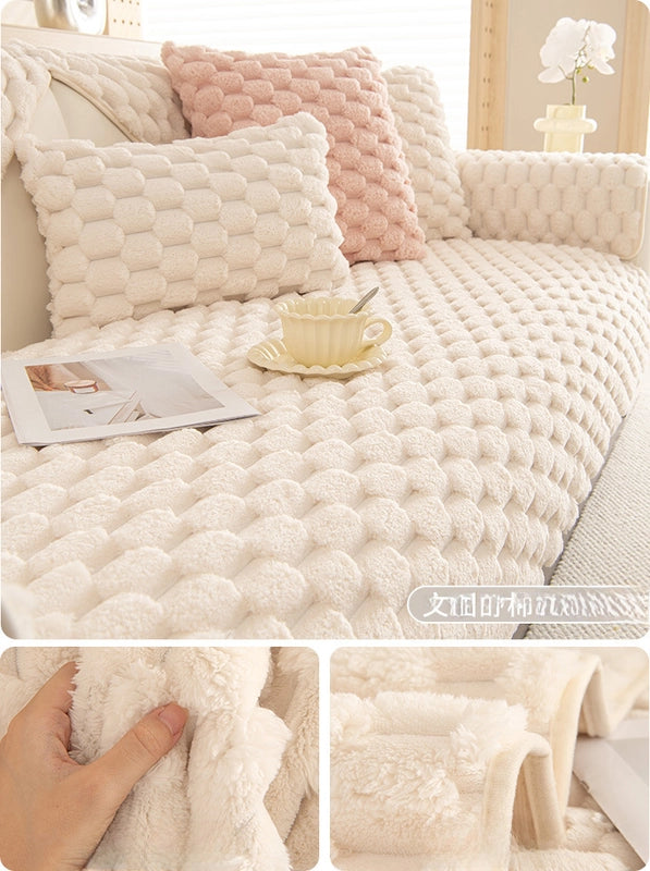 Winter Thick Warm Plush Sofa Cushion New  Simple Non-slip Cushion Winter Cover Cloth
