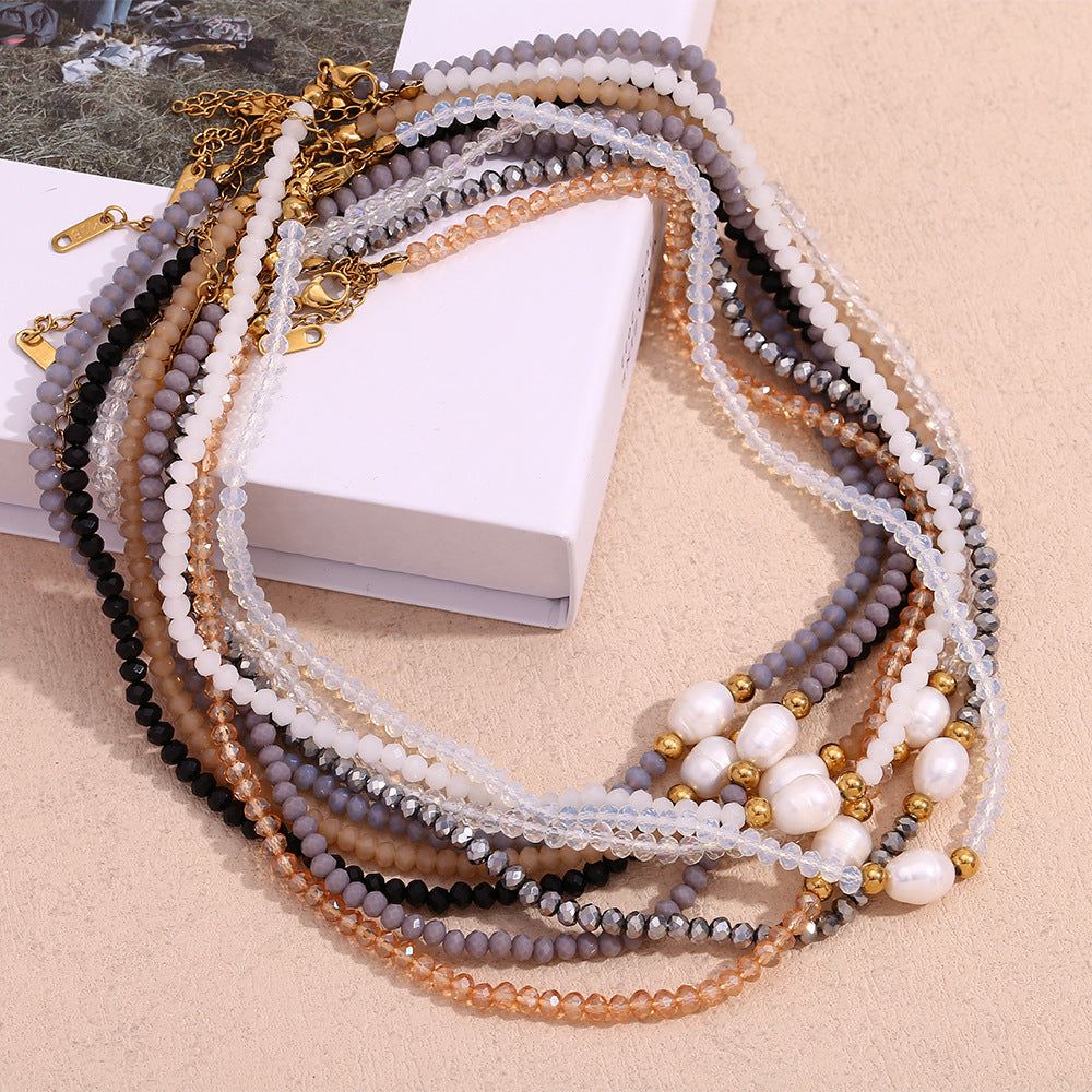 Fashion Round Circle Geometric Stainless Steel 18K Gold Plated Necklaces