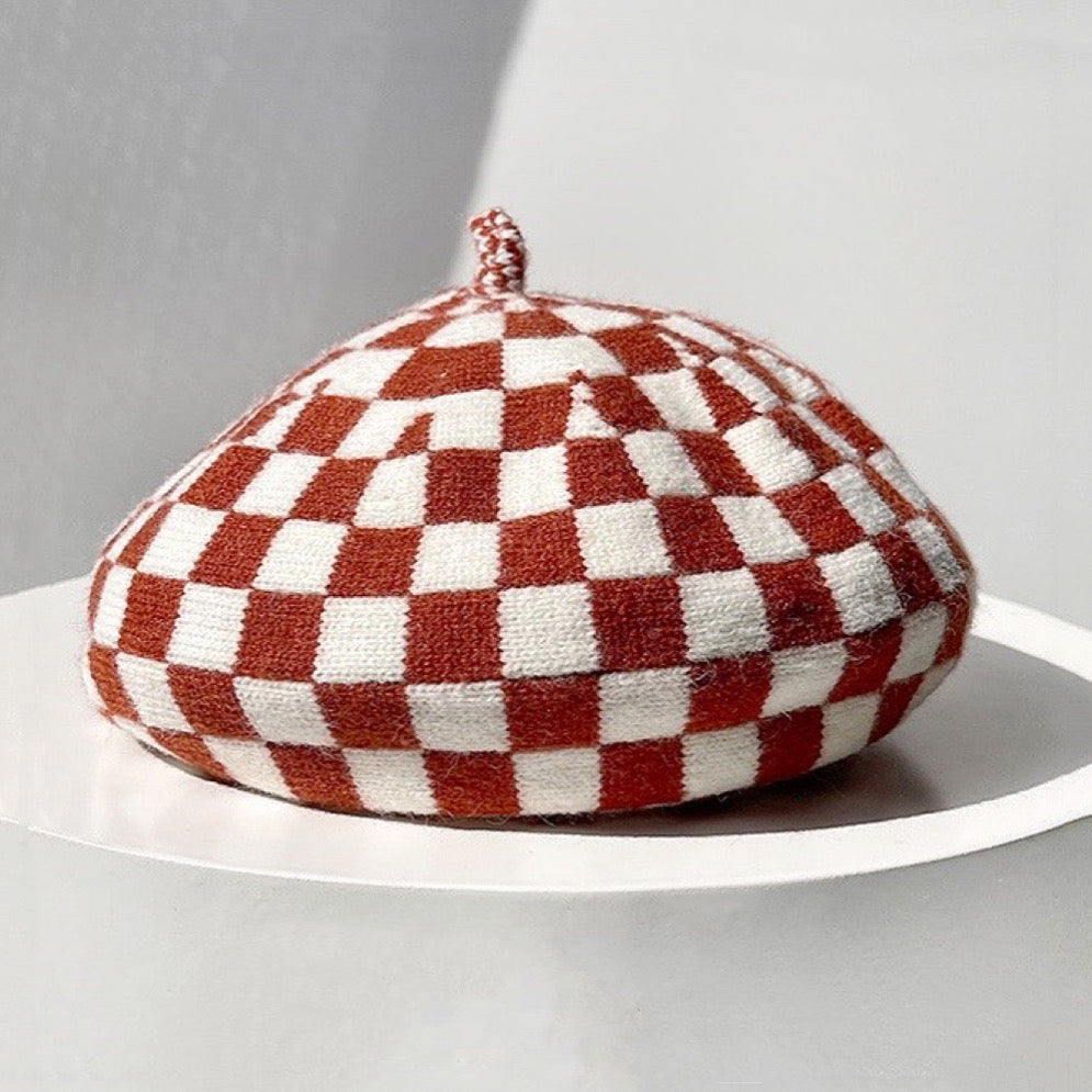 Checkerboard Wool Beret