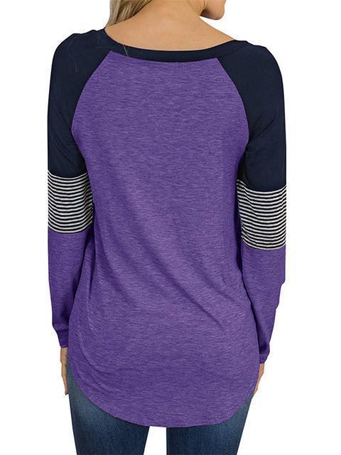 Striped Color Block Casual Tunic Tops