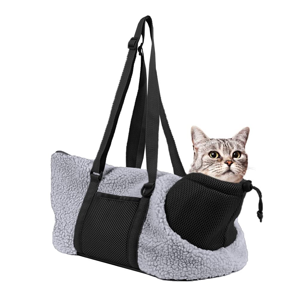 LIFEBEA Small Cat Carrier Pet bag: Comfy Shoulder Bag with Adjustable Strap for Small Dogs. Puppies. Kittens Up to 3kg /6.6 lbs - Grey