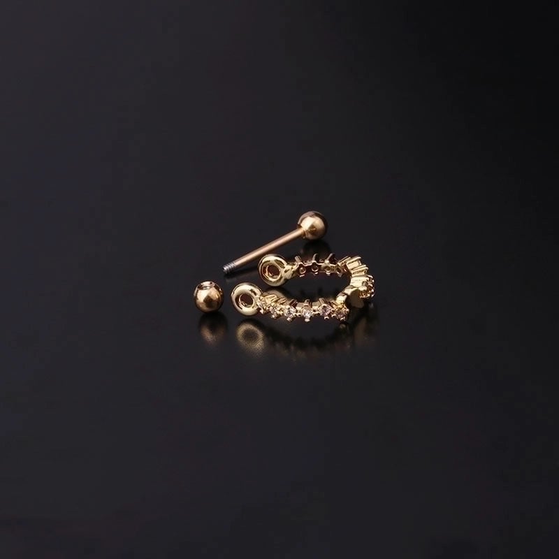 Ear Cartilage Rings & Studs Fashion Crown Copper Plating Artificial Gemstones
