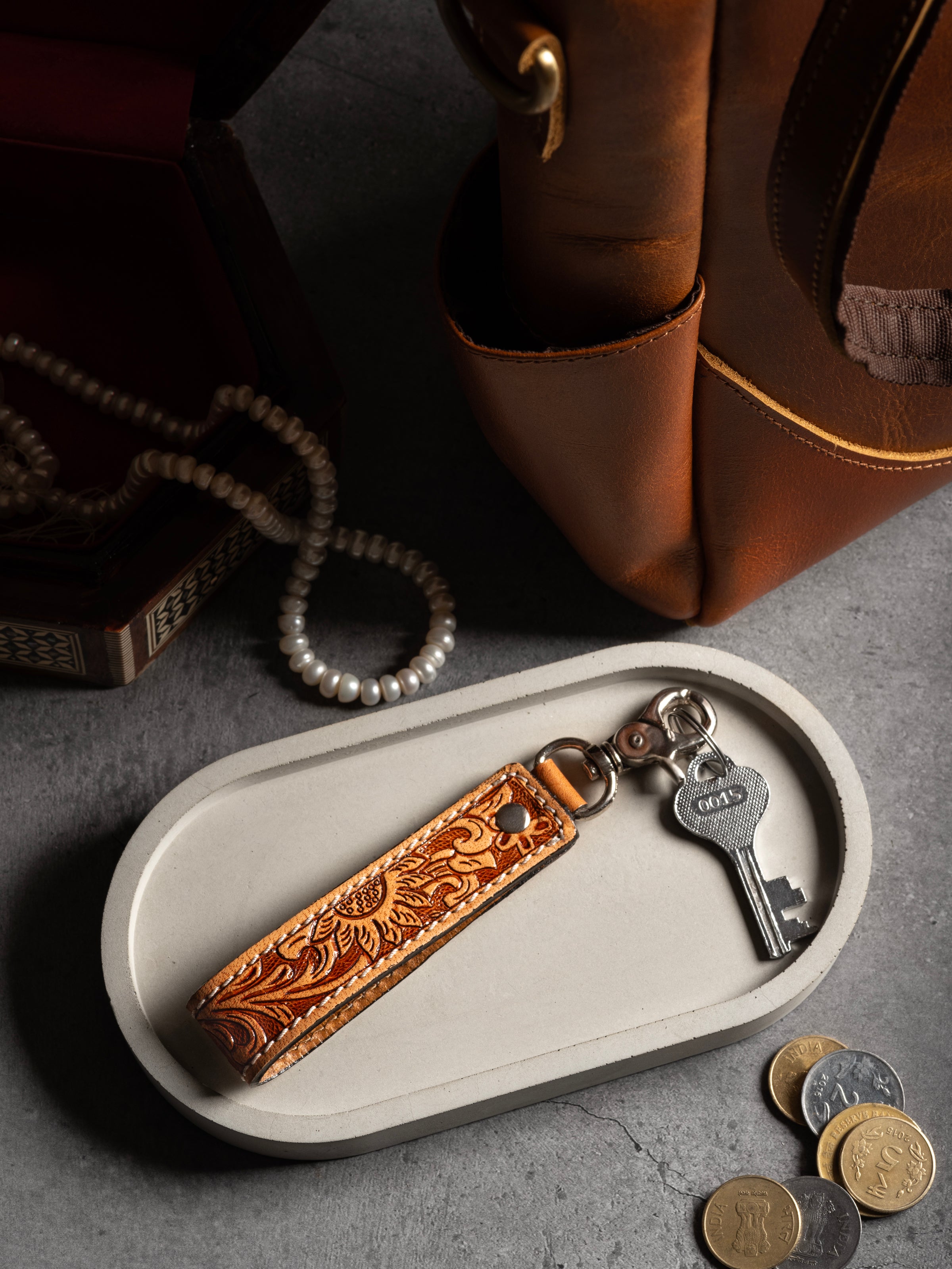 Designer Loop Leather Keychain