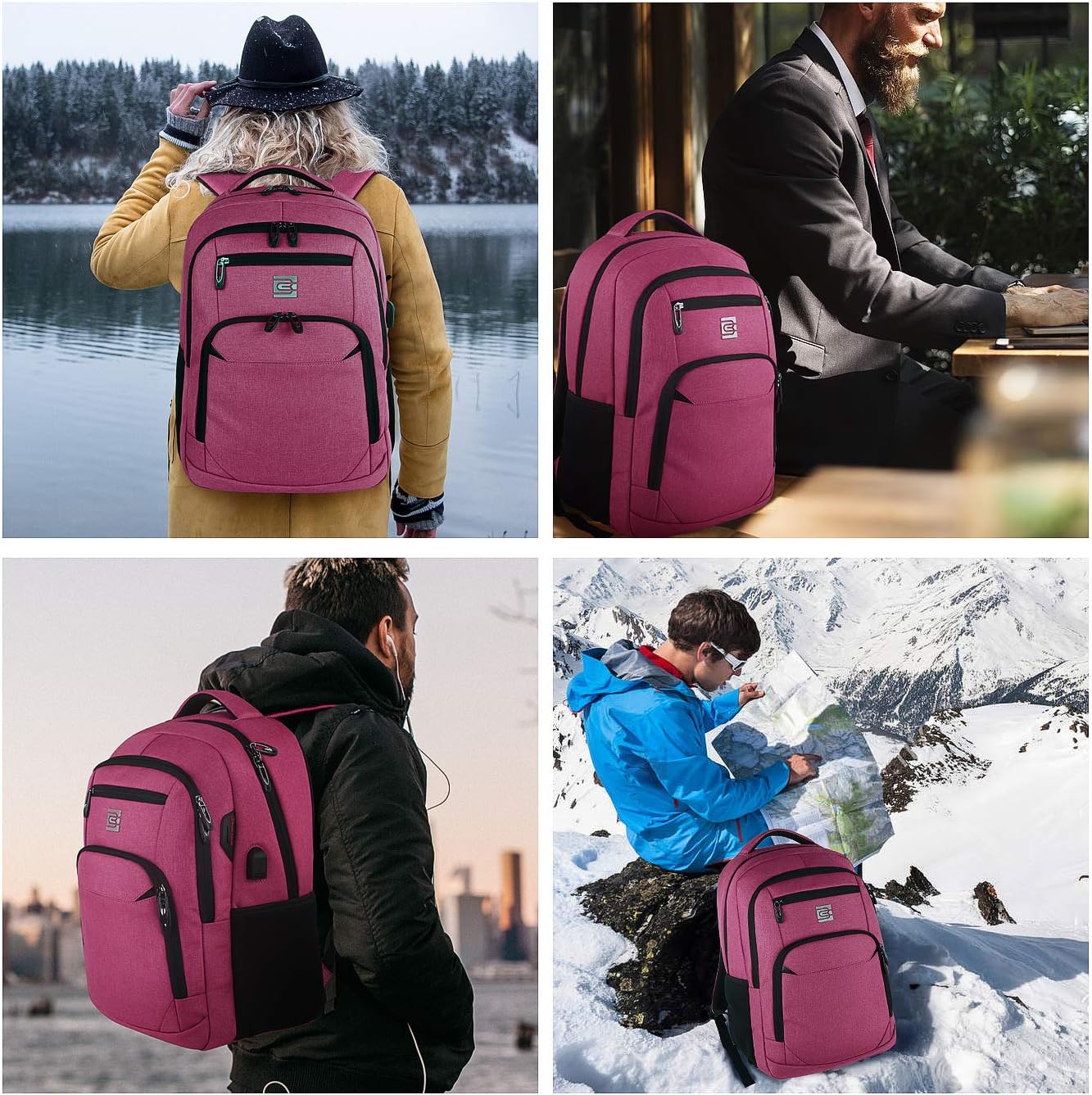 Laptop Backpack,Business Travel Anti Theft Slim Durable Laptops Backpack with USB Charging Port,Water Resistant College Computer Bag for Women & Men Fits 15.6 Inch Laptop and Notebook - Black