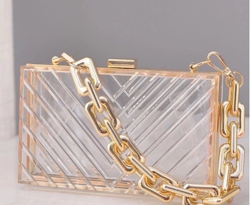 Pvc Metal Solid Color Square Evening Bags