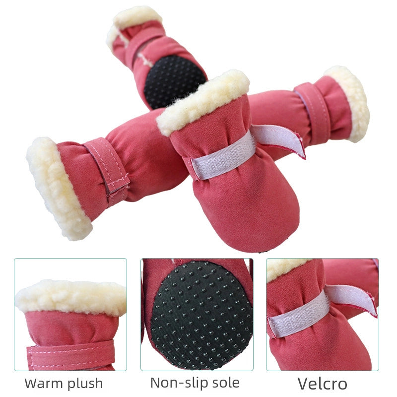 New Pet Shoes Plus Velvet Warm Soft Bottom Shoes Windproof Cold Snow Boots Multi-color Optional Large Favorably