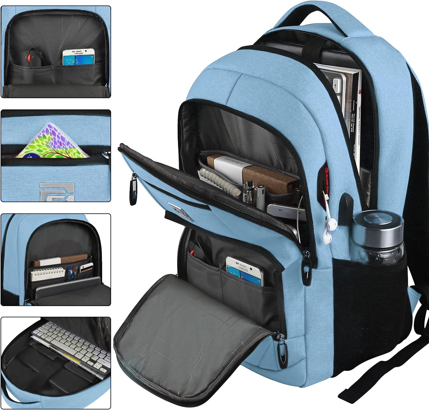 Laptop Backpack,Business Travel Anti Theft Slim Durable Laptops Backpack with USB Charging Port,Water Resistant College Computer Bag for Women & Men Fits 15.6 Inch Laptop and Notebook - Black