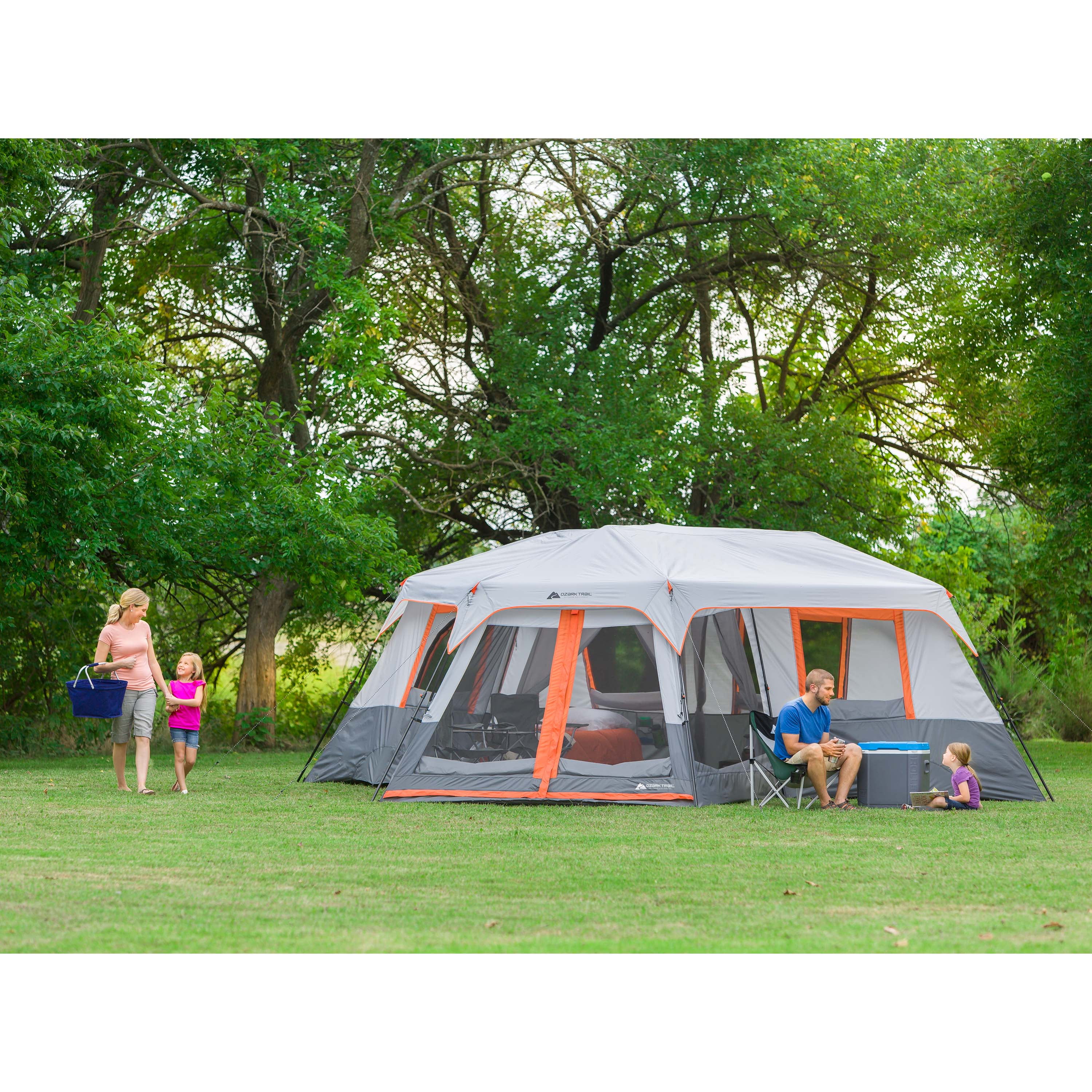 Ozark Trail 20' x 18' 12-Person 3-Room Instant Cabin Tent with Screen Room, 56.5 lbs