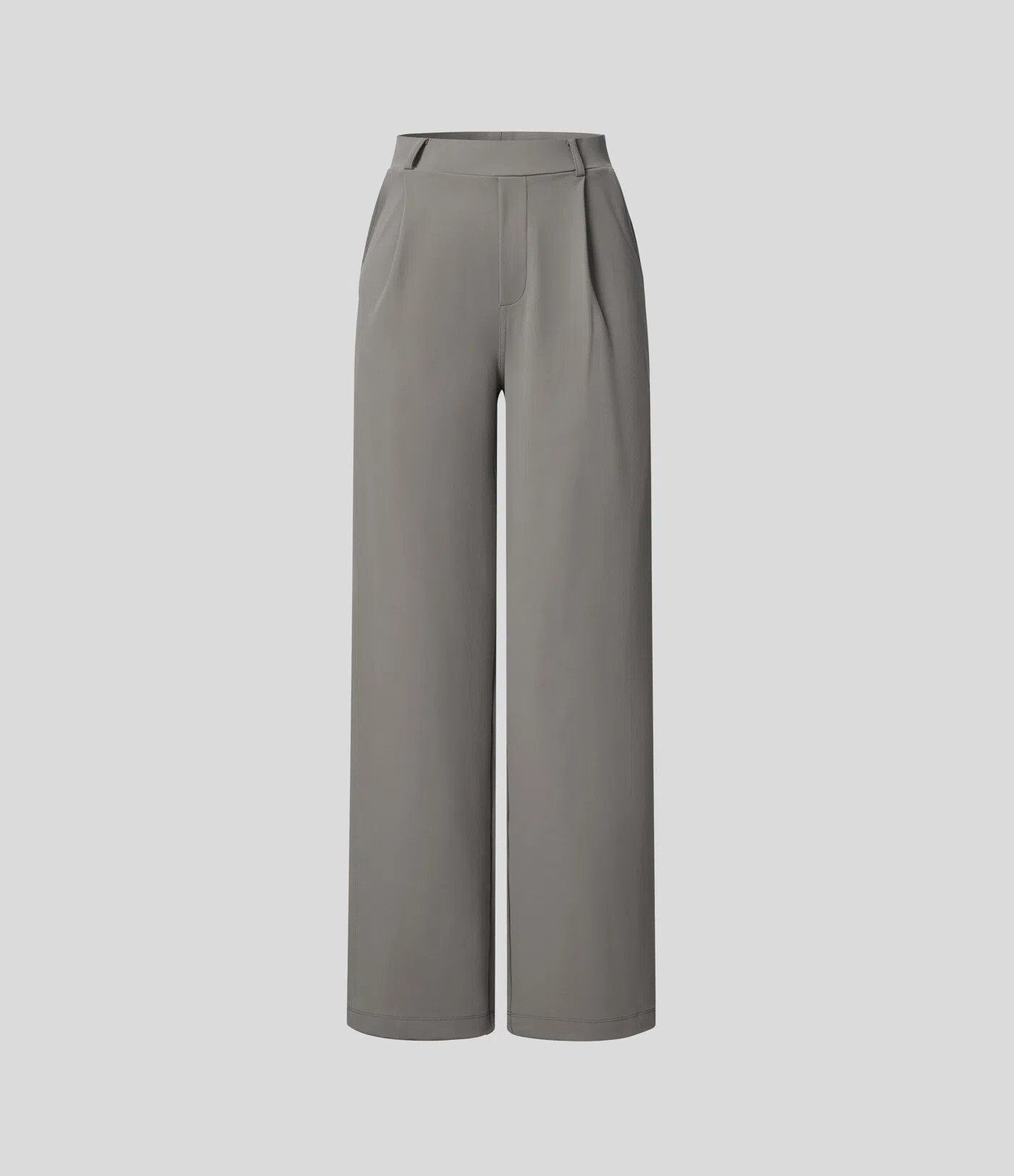 High-waisted Straight Leg Work Pants with Pockets