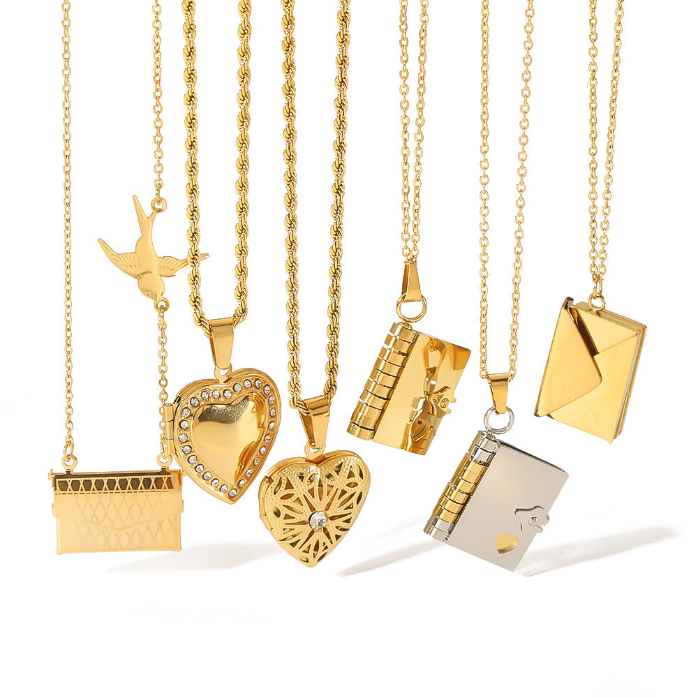 Heart Geometric Stainless Steel Electroplating Necklaces