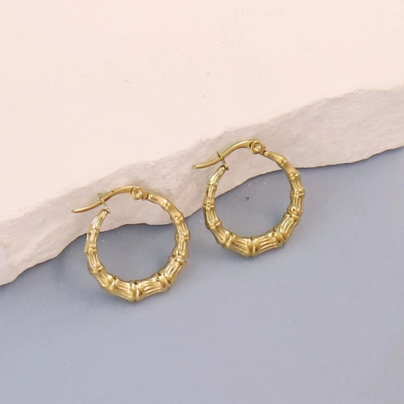 1 Pair Minimalist Pentagram Round Solid Color Plating 304 Stainless Steel 18K Gold Plated Earrings