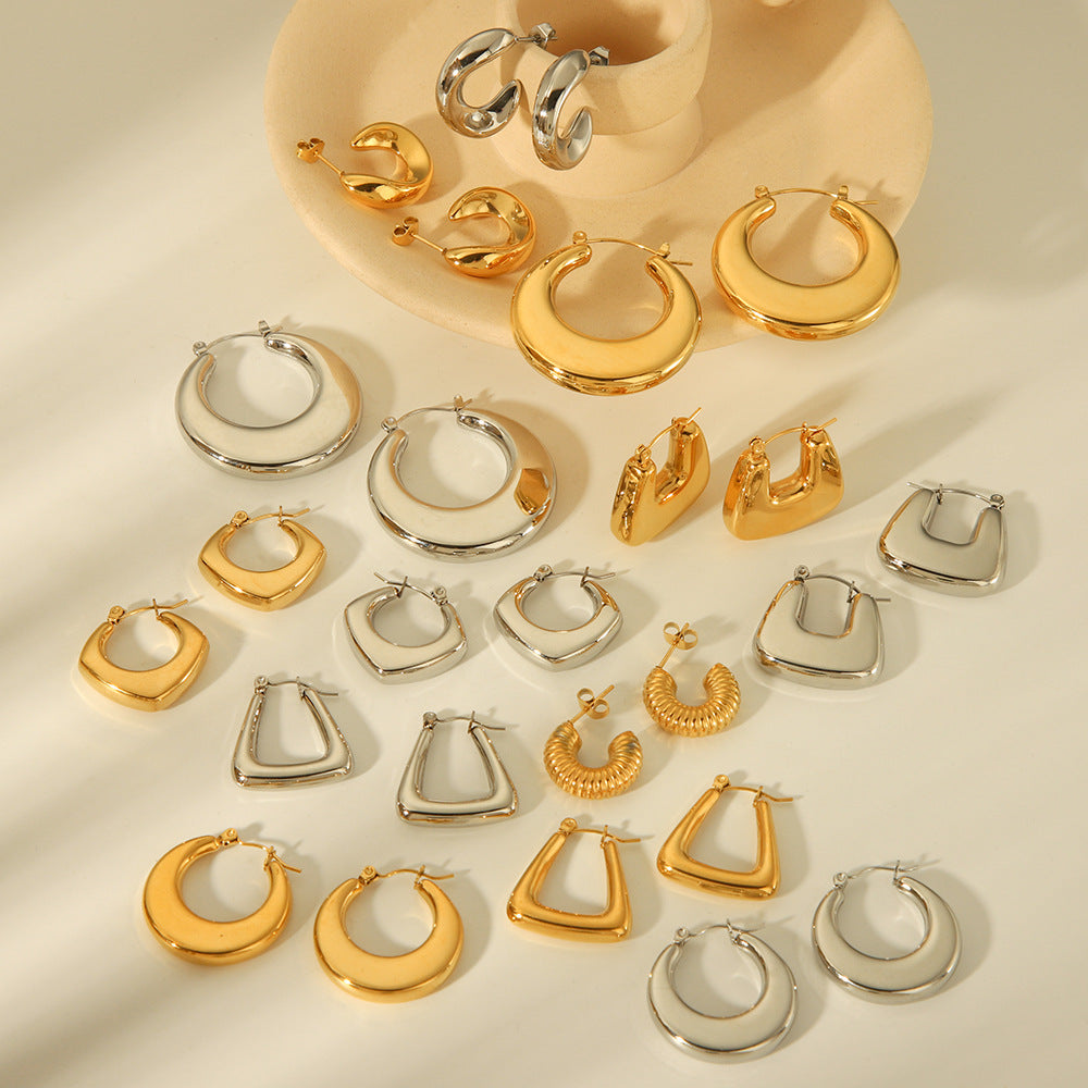IG Style Geometric Stainless Steel Electroplating Earrings
