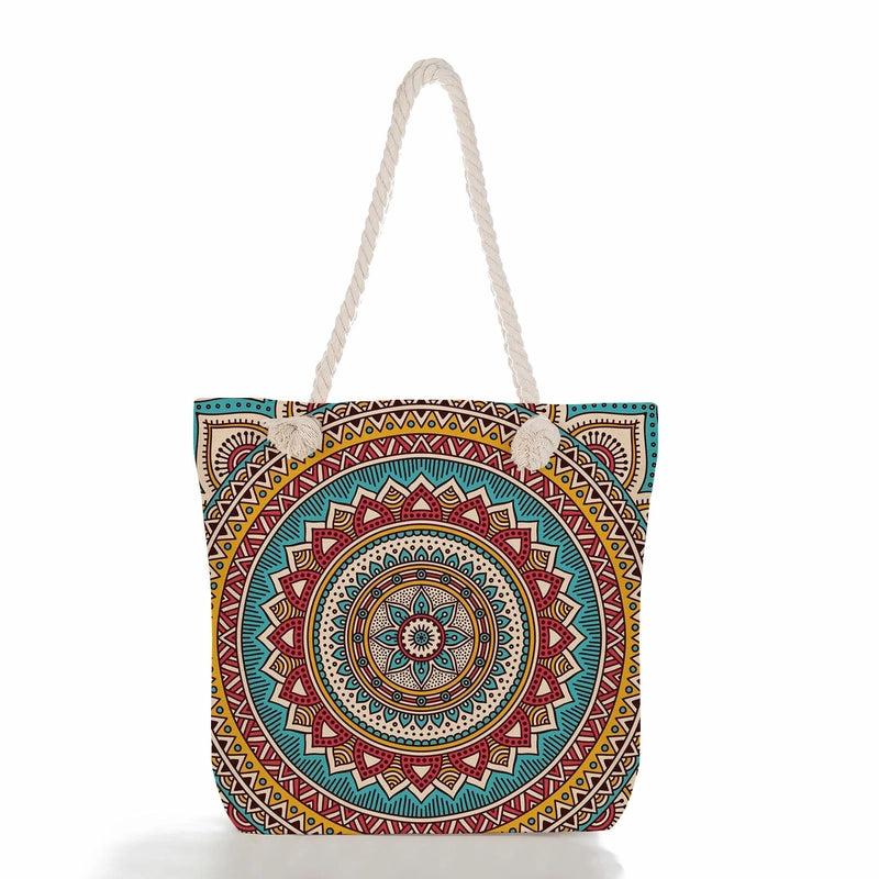 Women's Basic Flower Canvas Shopping Bags