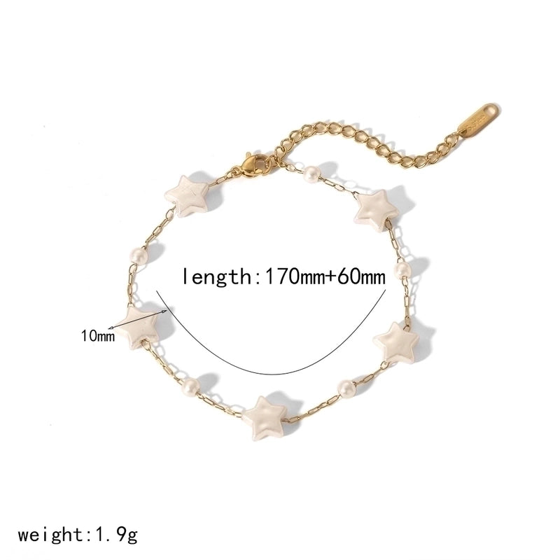 Minimalist Classic Style Pentagram Geometric Heart Shape 304 Stainless Steel 18K Gold Plated Bracelets Necklace