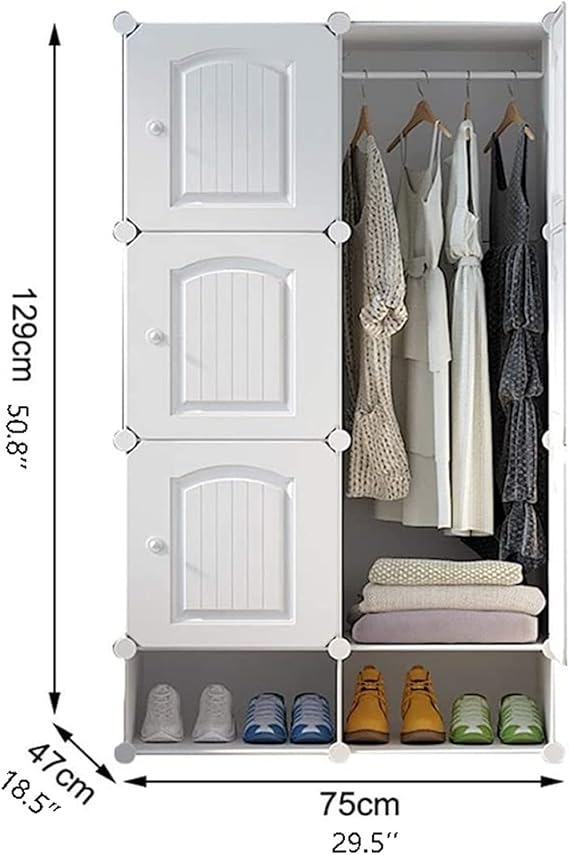 3D 6 Cube Rack With Hanger . Portable Wardrobe for Clothes