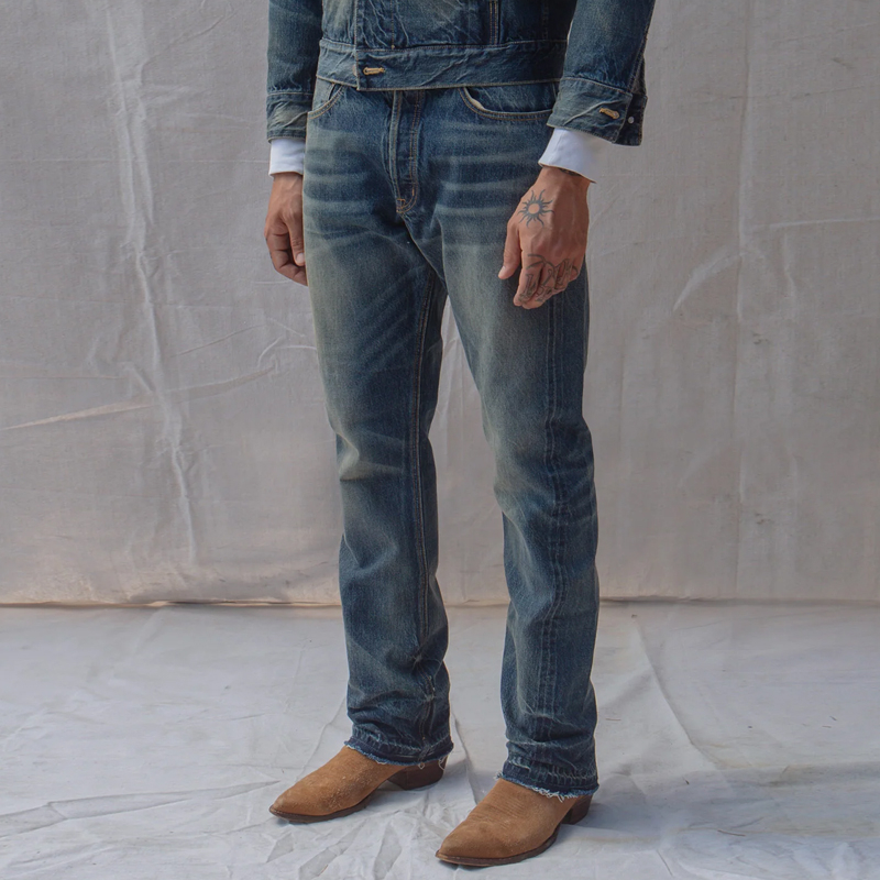 Classic 14oz Cotton Selvedge Denim Straight Leg Pants