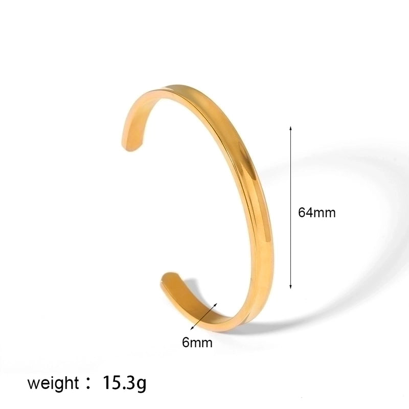 Minimalist Rectangle Stainless Steel Polishing Plating Inlay Zircon 18k Gold Plated Bangle