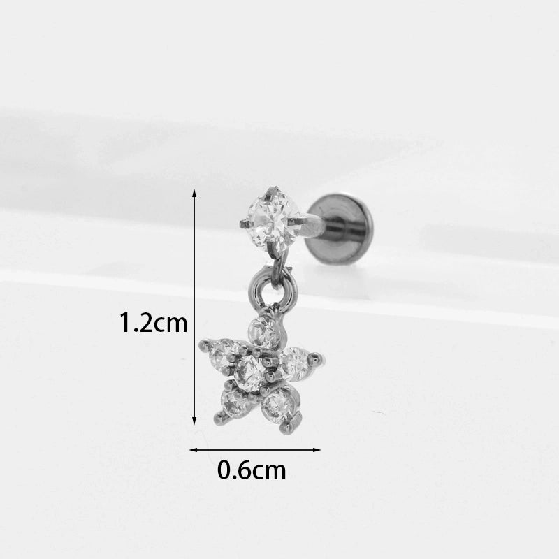 Ear Cartilage Rings & Studs Flower 316L Stainless Steel  Copper Inlaid Zircon