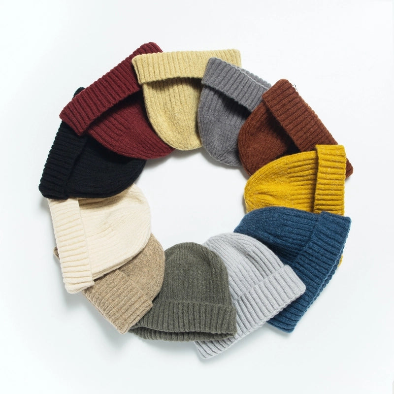 Unisex Minimalist Stripe Solid Color Crimping Wool Cap