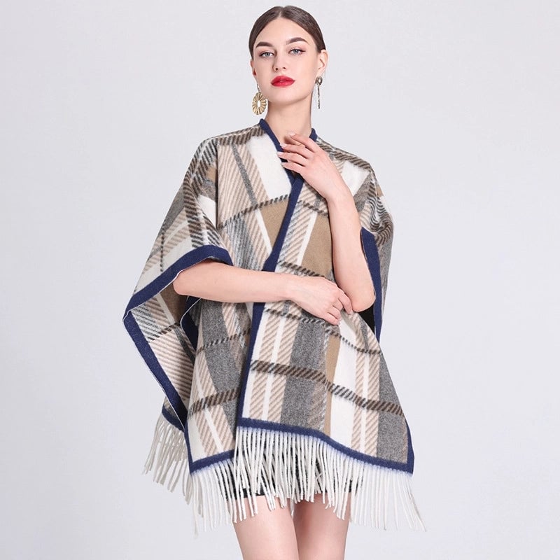 Women's Streetwear Plaid Blended Shawl