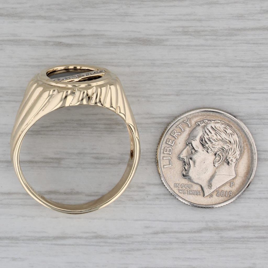 Diamond Onyx Signet Ring 10k Yellow Gold Size 10.5
