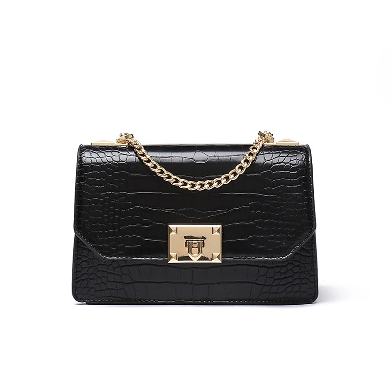 Women's Small Pu Leather Solid Color Streetwear Square Lock Clasp Shoulder Bag Crossbody Bag Chain Bag