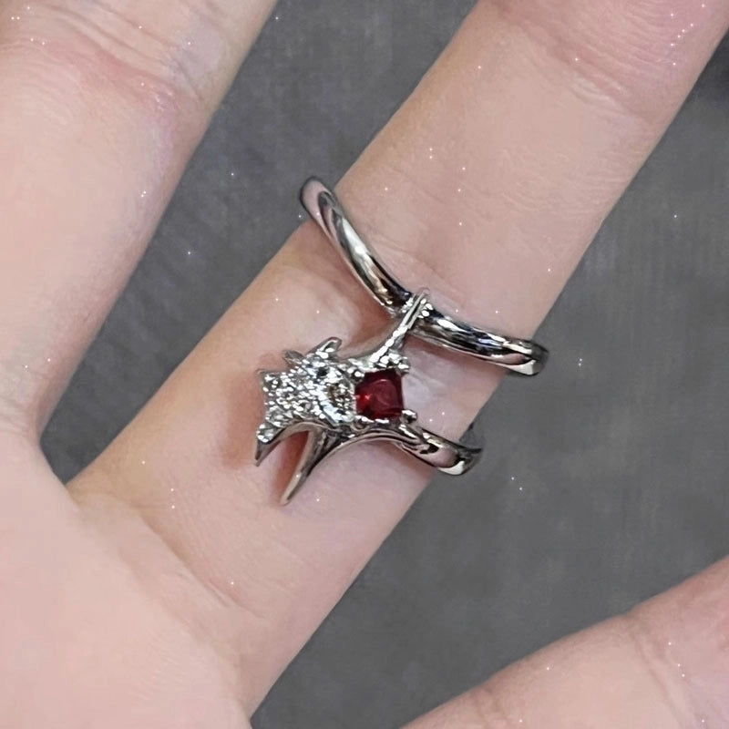 Sweet Cool Style Geometric Copper Irregular Plating Inlay Artificial Gemstones Open Rings
