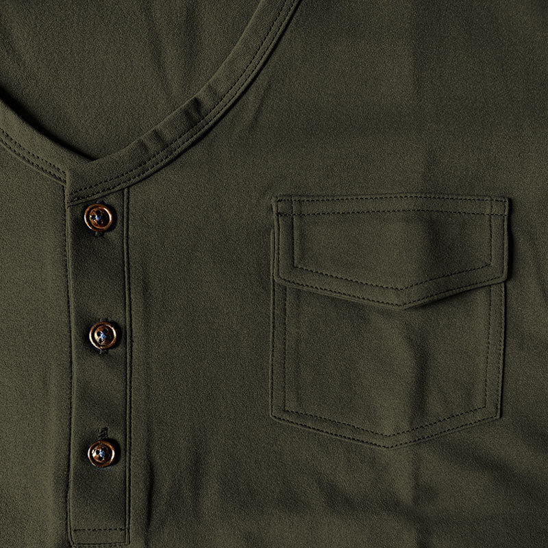 Casual V-Neck Solid Color Single Pocket Short-Sleeved T-Shirt