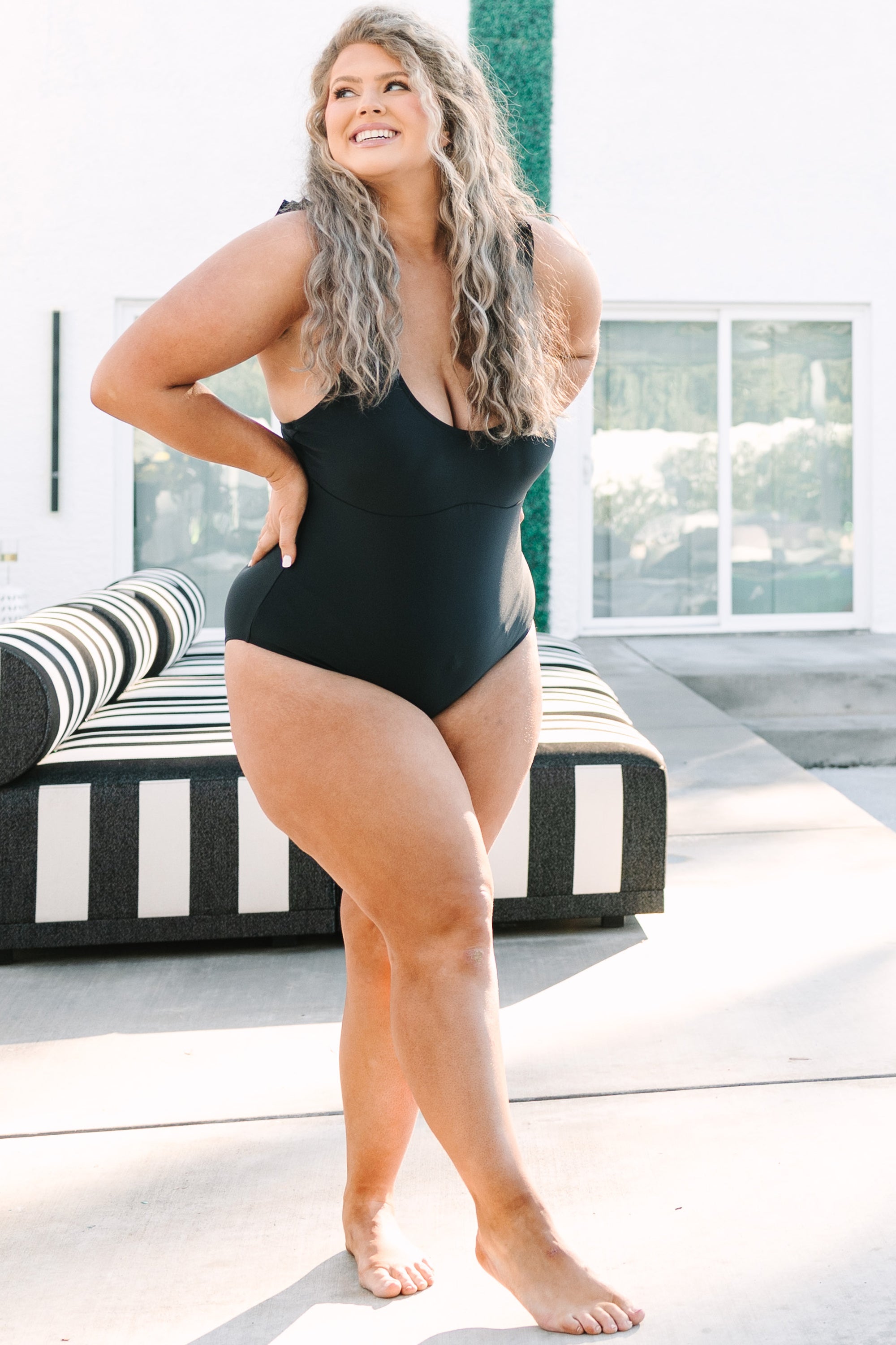 Ruffle Your Feathers Swimsuit. Black