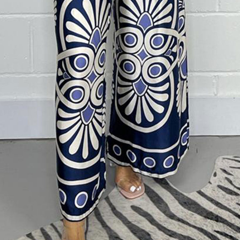 Women's Stylish Printed Satin Wide-Leg Pants